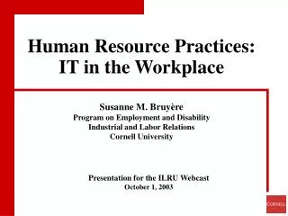 Presentation for the ILRU Webcast October 1, 2003