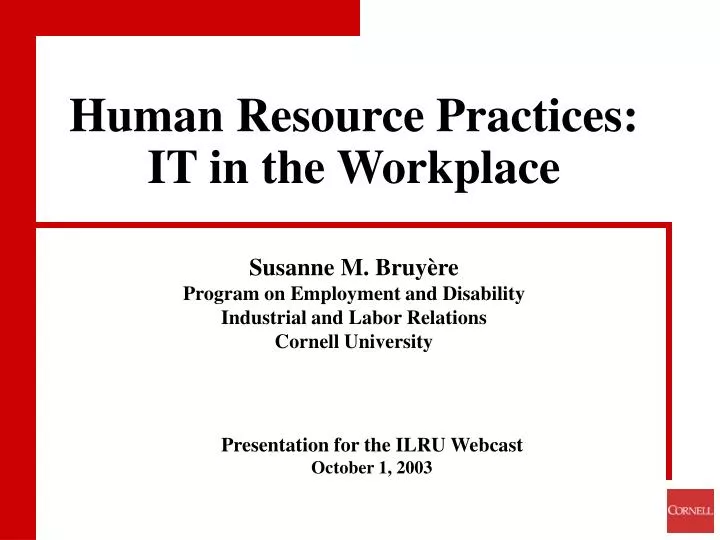 presentation for the ilru webcast october 1 2003
