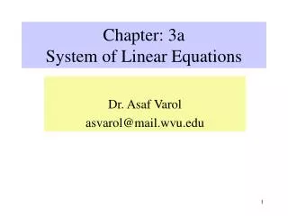 Chapter: 3a System of Linear Equations
