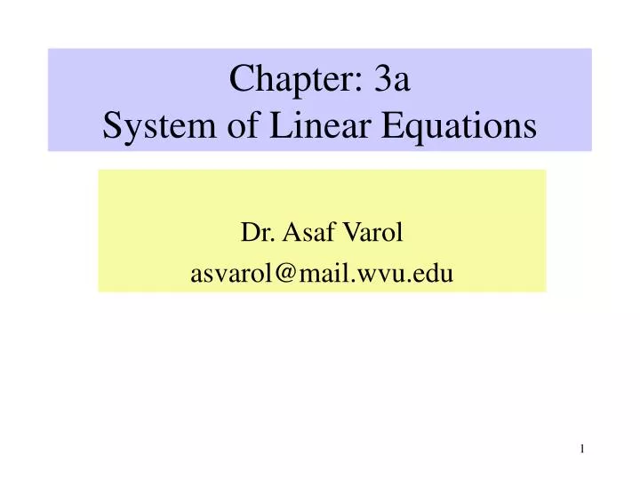 chapter 3a system of linear equations