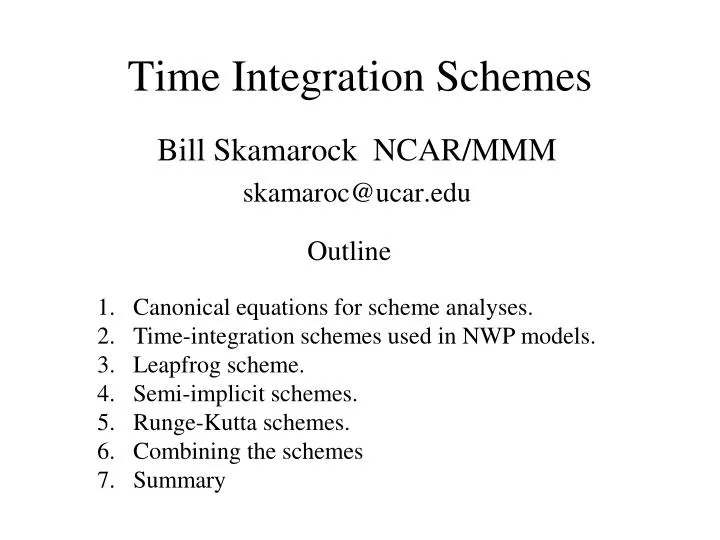time integration schemes