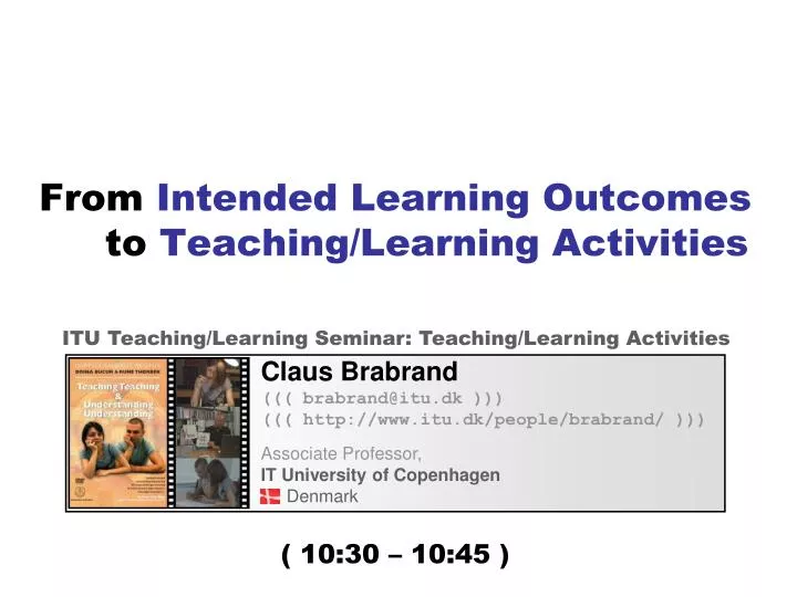 from intended learning outcomes to teaching learning activities