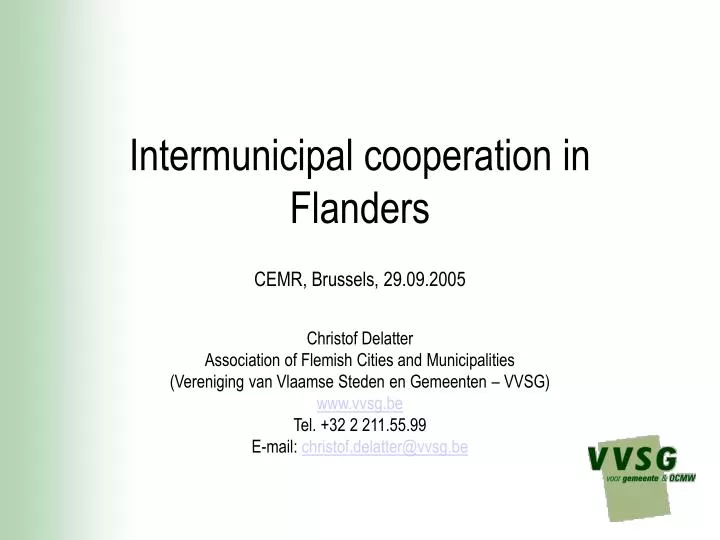 intermunicipal cooperation in flanders cemr brussels 29 09 2005