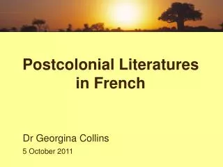 Postcolonial Literatures in French