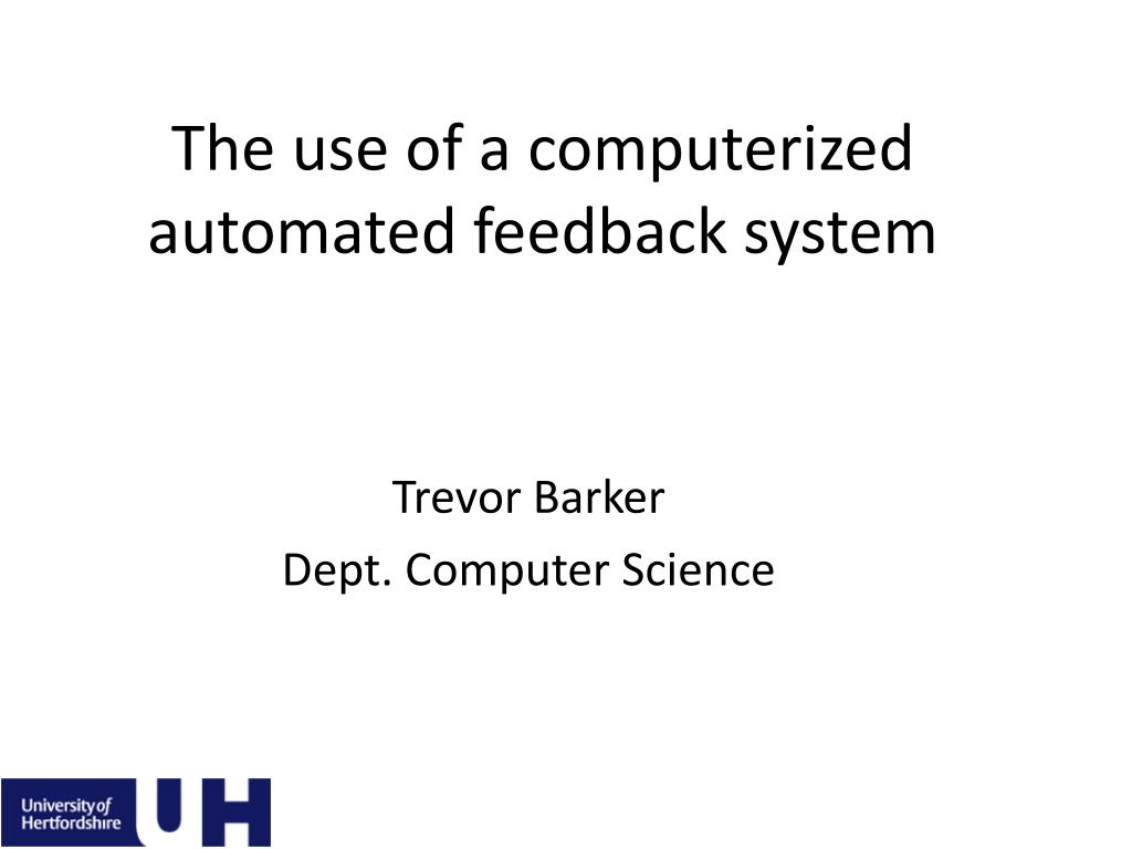 PPT - The use of a computerized automated feedback system PowerPoint ...