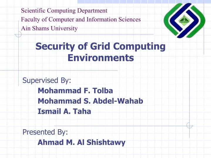 scientific computing department faculty of computer and information sciences ain shams university