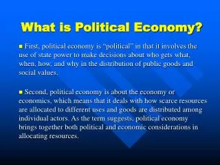 What is Political Economy?