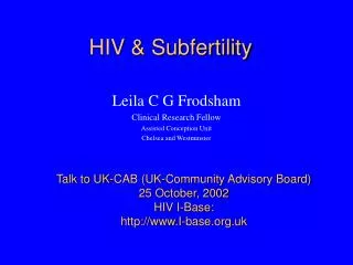 HIV &amp; Subfertility