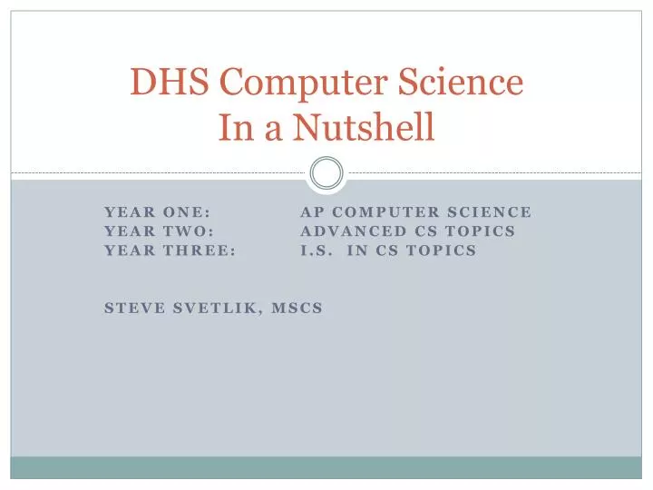 dhs computer science in a nutshell