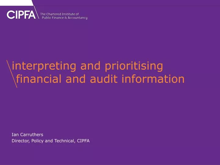 interpreting and prioritising financial and audit information