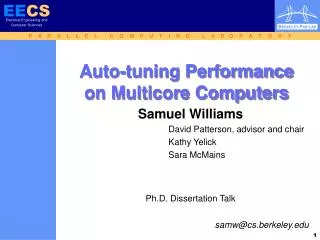 Auto-tuning Performance on Multicore Computers