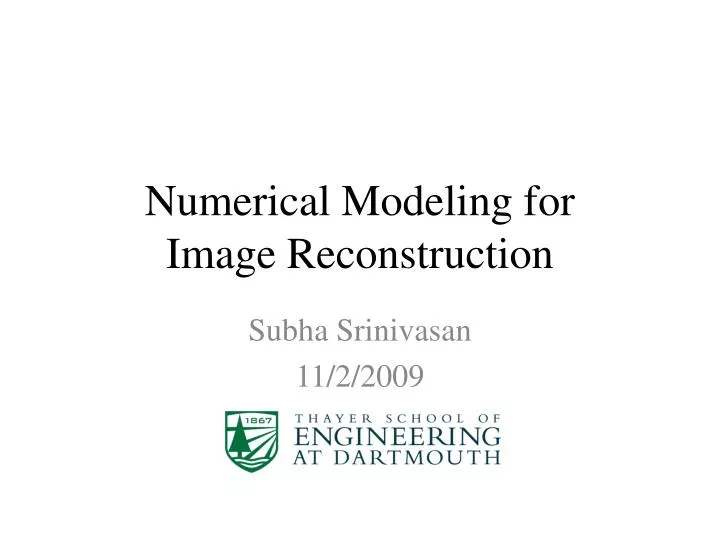 numerical modeling for image reconstruction