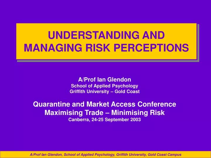 understanding and managing risk perceptions