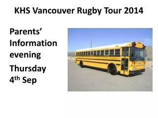 KHS Vancouver Rugby Tour 2014