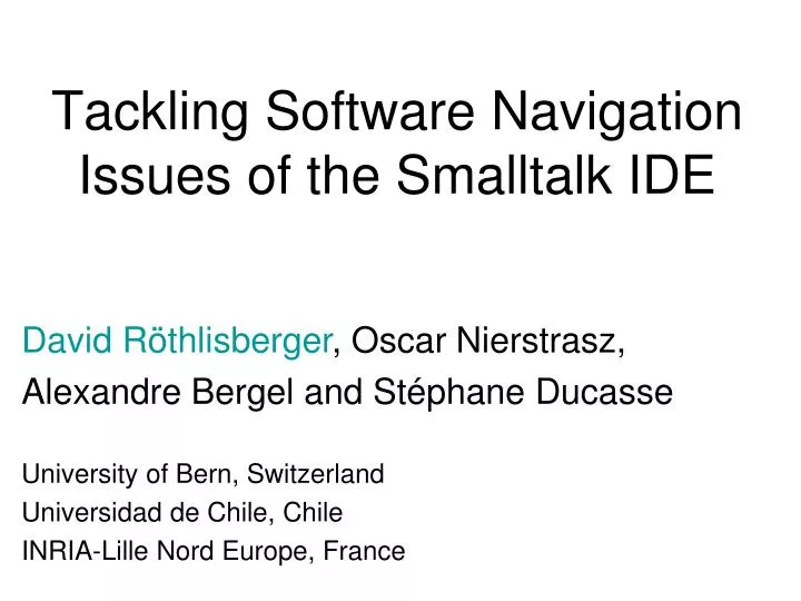 tackling software navigation issues of the smalltalk ide
