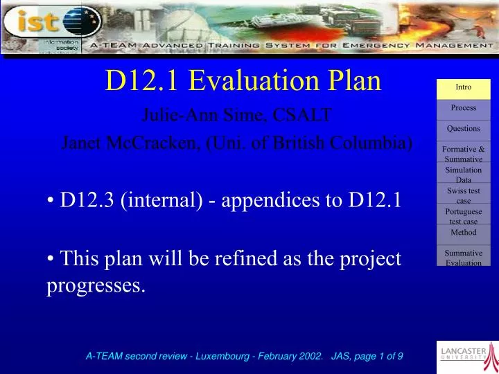 d12 1 evaluation plan