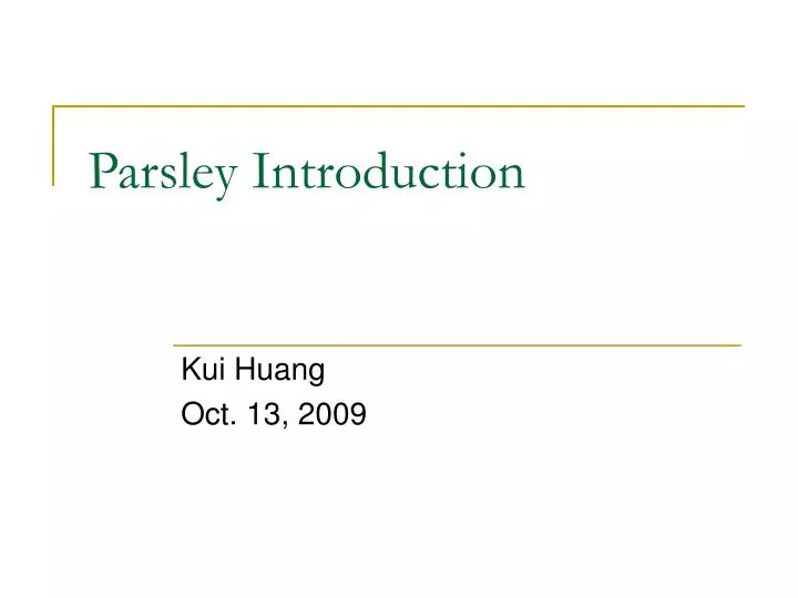 parsley introduction