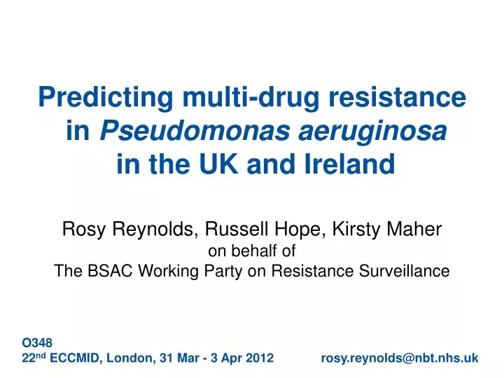 predicting multi drug resistance in pseudomonas aeruginosa in the uk and ireland