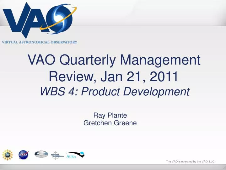 vao quarterly management review jan 21 2011 wbs 4 product development