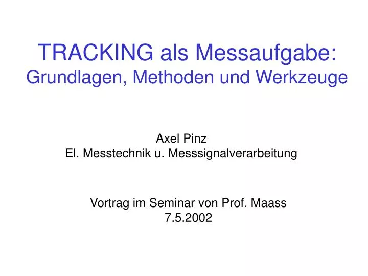 tracking als messaufgabe grundlagen methoden und werkzeuge