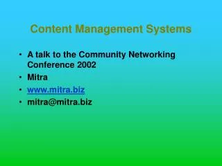 Content Management Systems