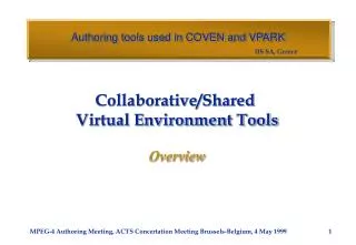 Authoring tools used in COVEN and VPARK