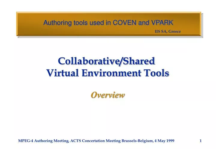authoring tools used in coven and vpark