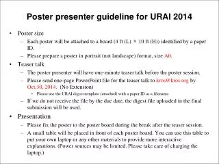 Poster presenter guideline for URAI 2014