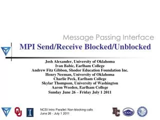MPI Send/Receive Blocked/Unblocked