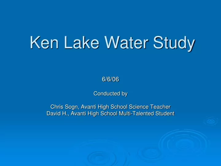 ken lake water study
