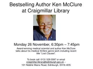Bestselling Author Ken McClure at Craigmillar Library