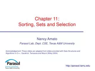 Chapter 11: Sorting, Sets and Selection