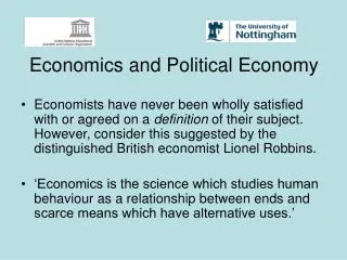 Economics and Political Economy