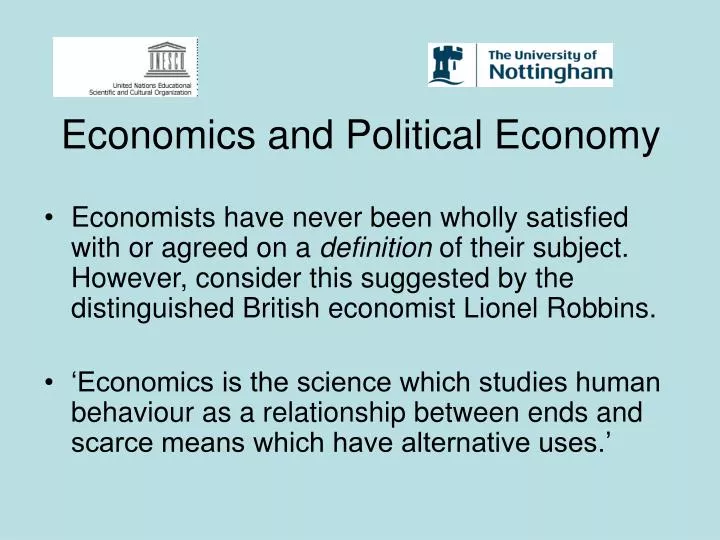 economics and political economy