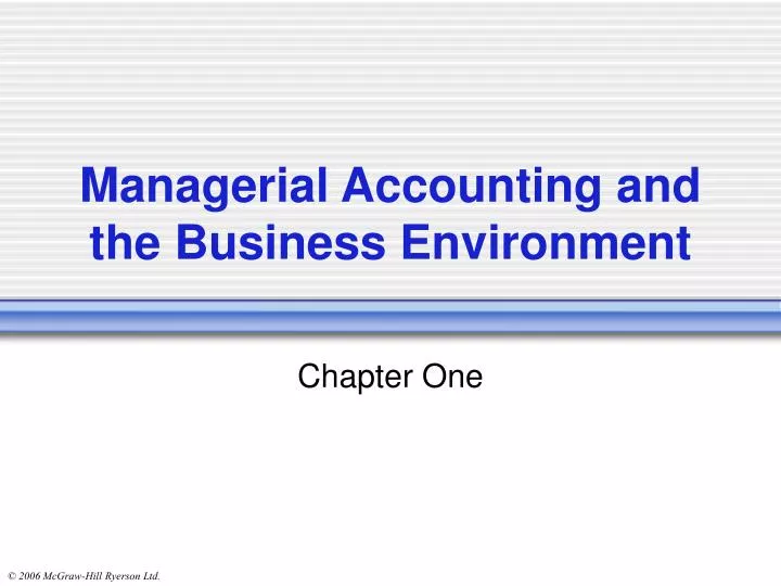 managerial accounting and the business environment