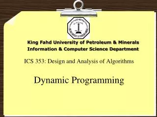 ICS 353: Design and Analysis of Algorithms