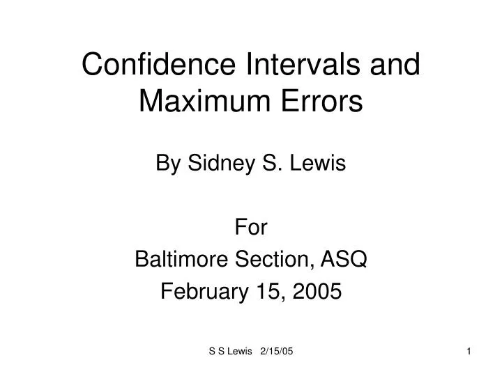 confidence intervals and maximum errors