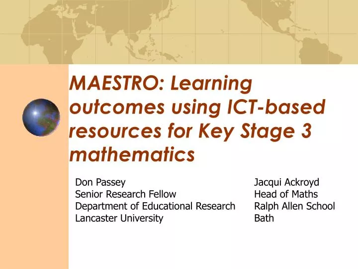 maestro learning outcomes using ict based resources for key stage 3 mathematics