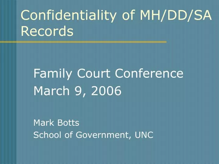 confidentiality of mh dd sa records