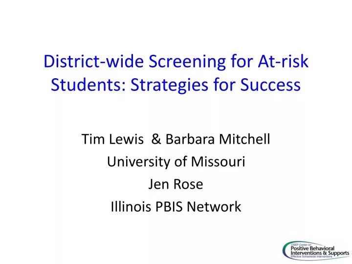 district wide screening for at risk students strategies for success