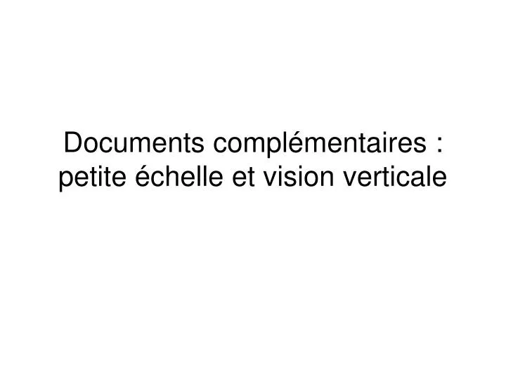 documents compl mentaires petite chelle et vision verticale