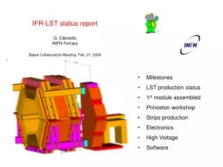 IFR-LST status report G. Cibinetto INFN Ferrara Babar Collaboration Meeting, Feb. 21, 2004