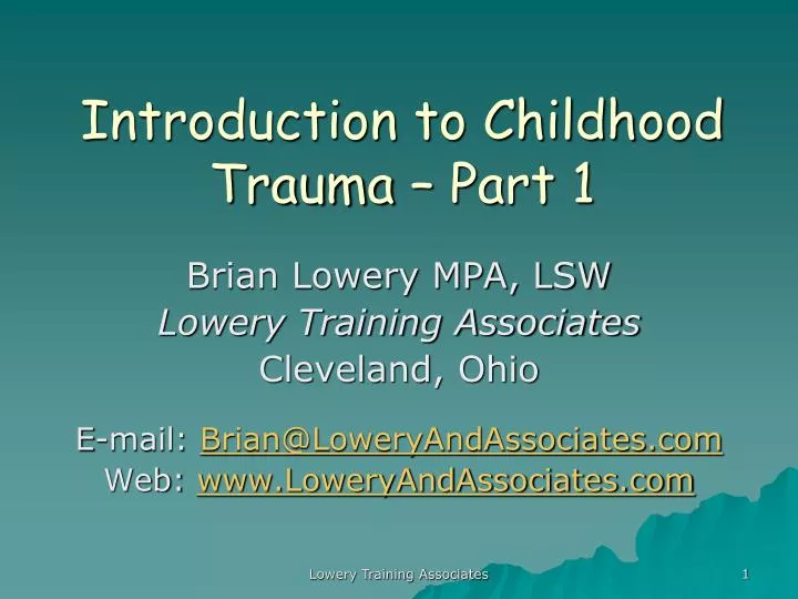 introduction to childhood trauma part 1