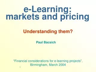 e-Learning: markets and pricing