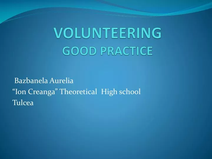volunteering good practice