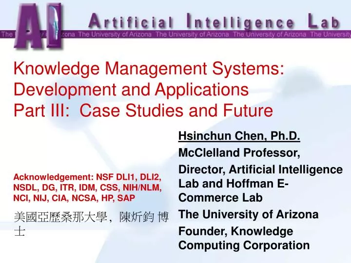 knowledge management systems development and applications part iii case studies and future