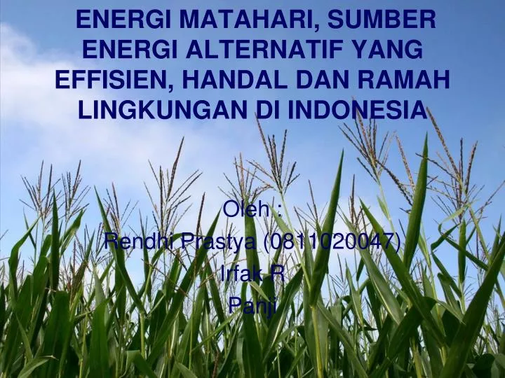 energi matahari sumber energi alternatif yang effisien handal dan ramah lingkungan di indonesia