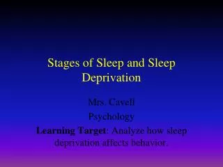 stages of sleep and sleep deprivation