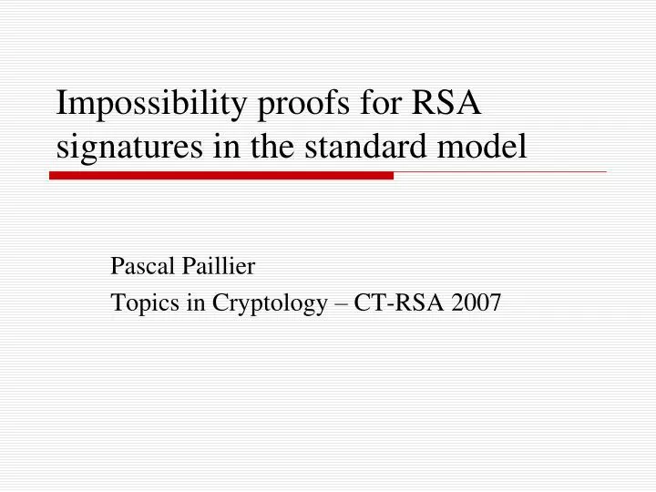 impossibility proofs for rsa signatures in the standard model