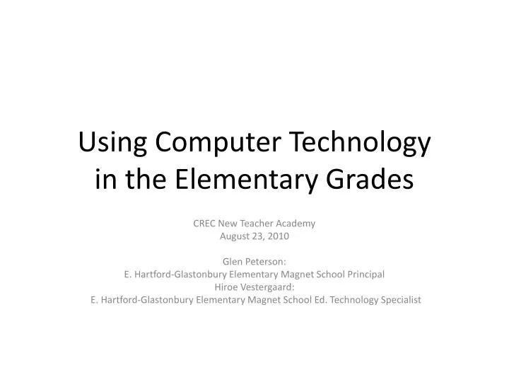 using computer technology in the elementary grades